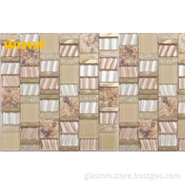 Non Deformation Iridescent Crackled Glass Mosaic Tile For I